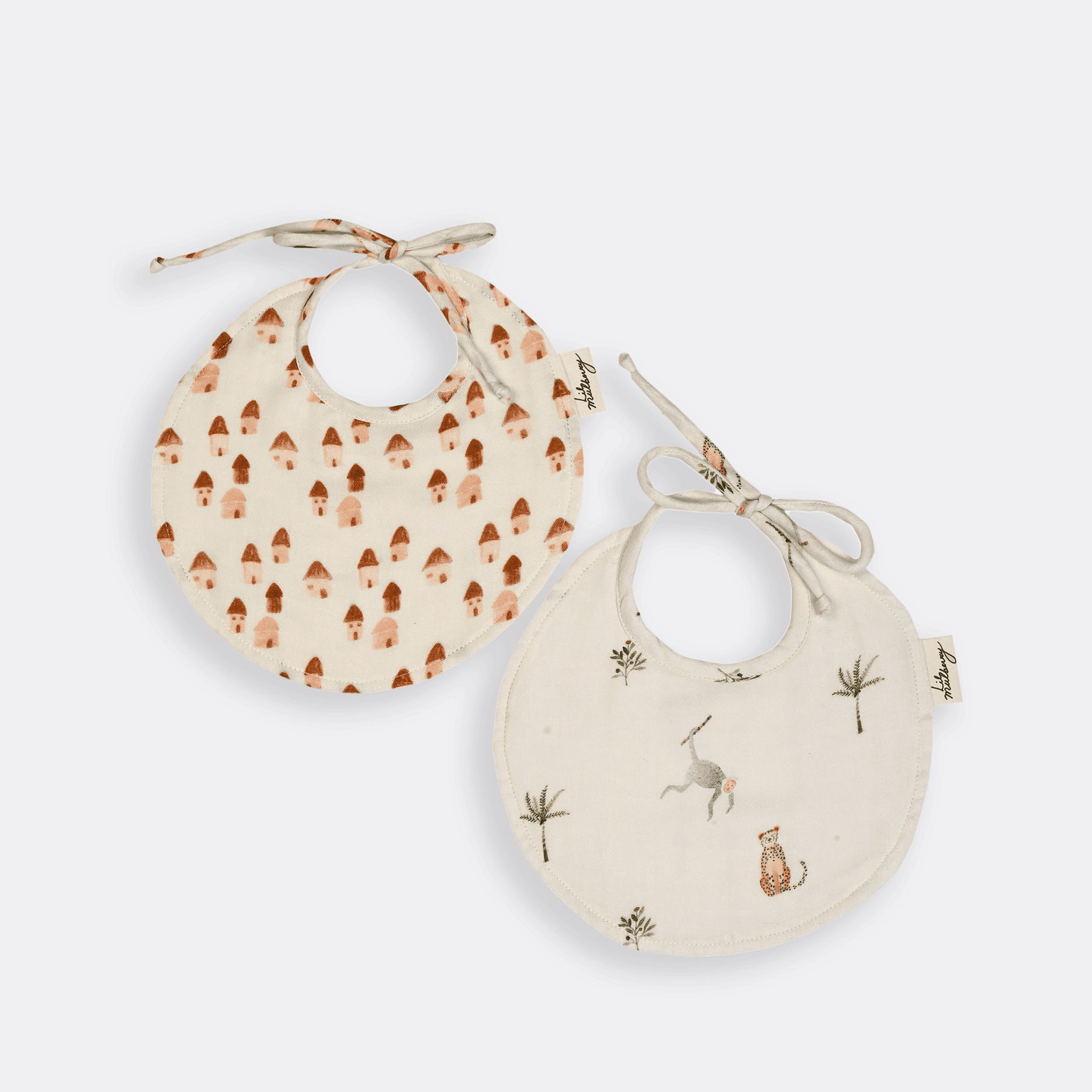 Monkey Cheetah Organic Bib Set